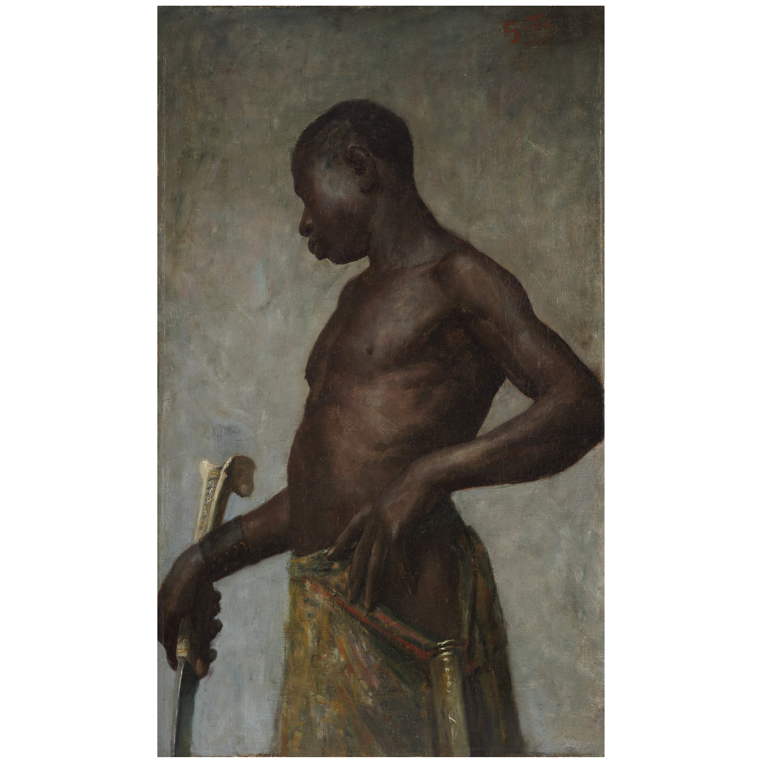 Huile sur panneau, portrait d’homme africain, début 20e siècle